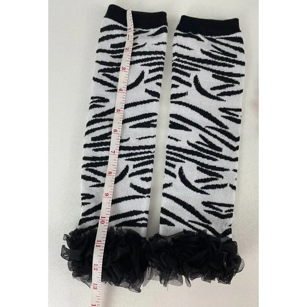Girls Sz 2 3 4 Set Pink Zebra Print Necklace Barrettes Leg Covers 3 Pc Lot New